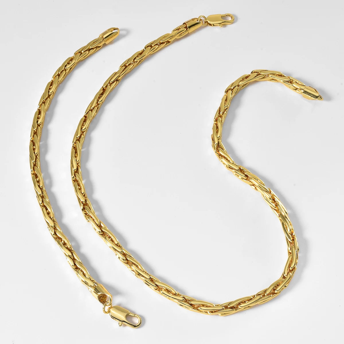 Minimalist Copper Twisted Chain Necklace  Bracelet Set for Women Men Simple Layered Jewelry Gift Ready Hypoallergenic
