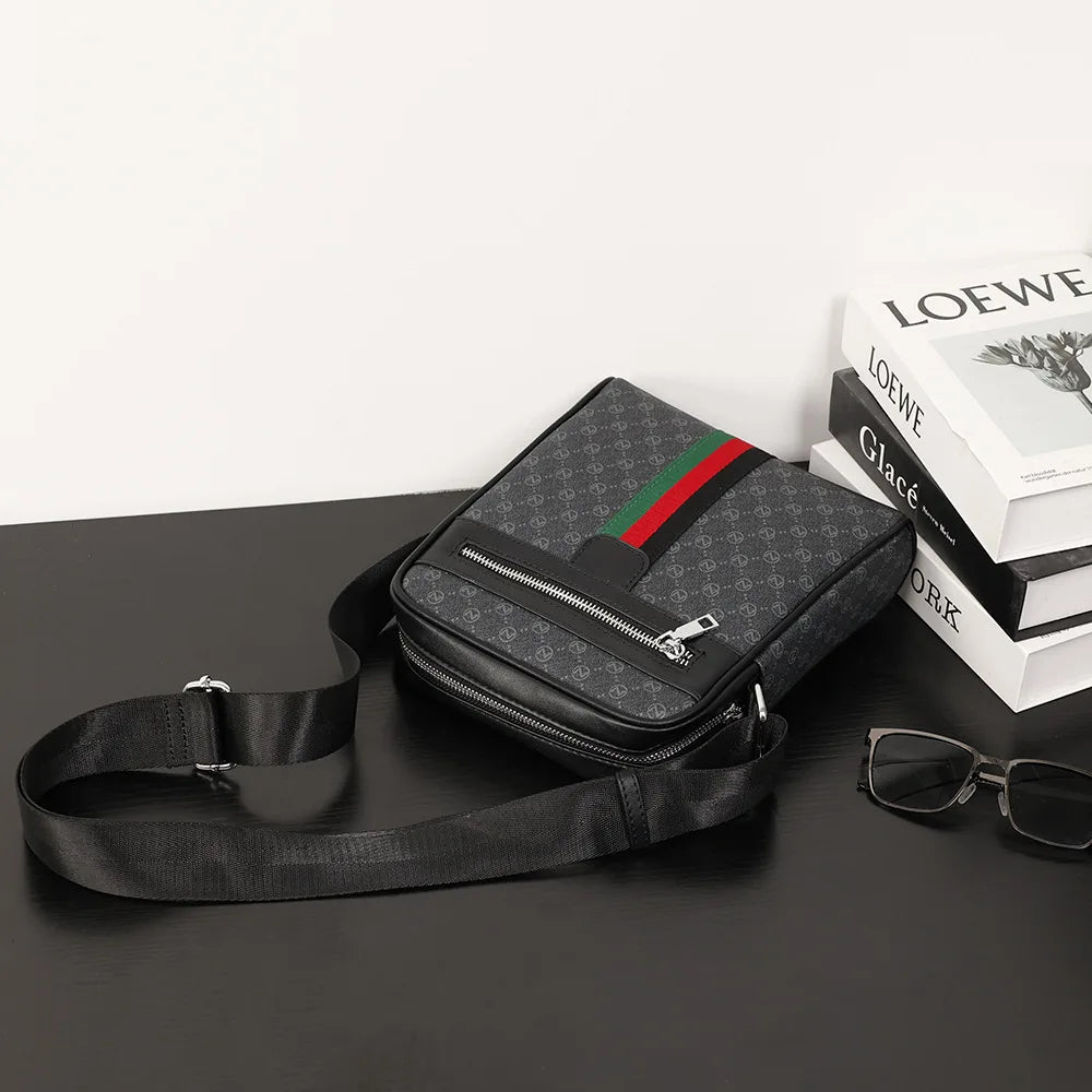 Square Crossbody Bag Men Luxury Design Men's Crossbody Bags Fashion Plaid Letter Printed Shoulder Bag Male Sling Messenger Bag