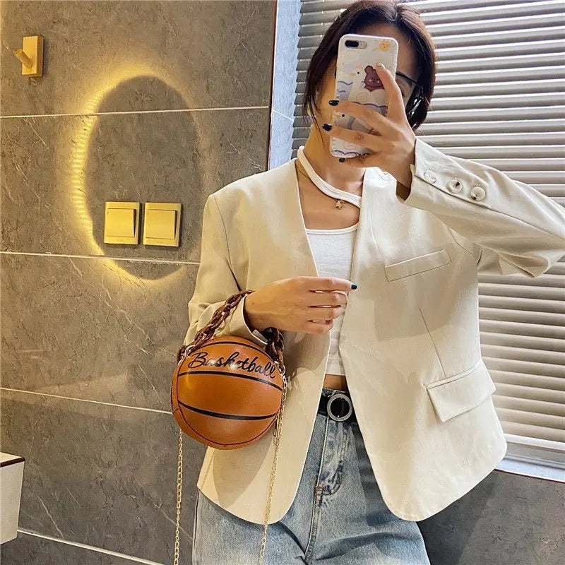 2025 Crossbody Bag New Network Red Personality Fun Pink Ins Versatile Chain Football Basketball Shoulder Bag Small Round Bag