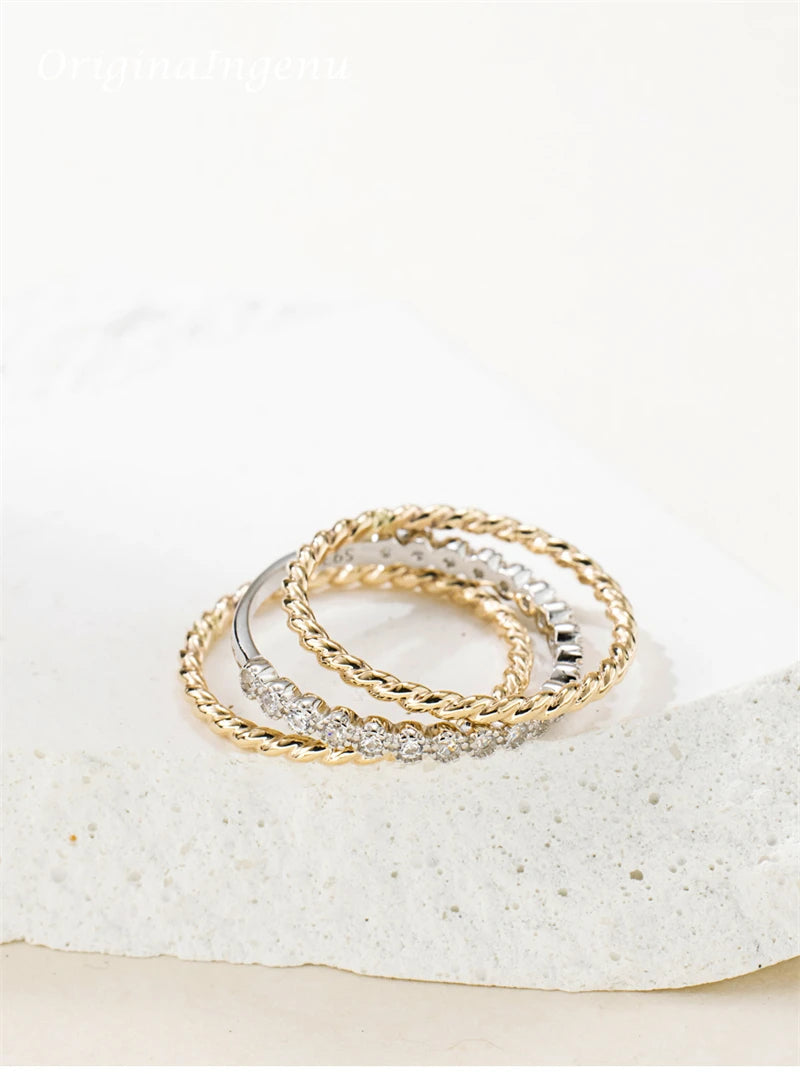 Set of 3 Gold Filled Stacking Ring Handmade Zircon Tarnish Resistant Jewelry Dainty Jewelry Boho Minimalism Ring for Women