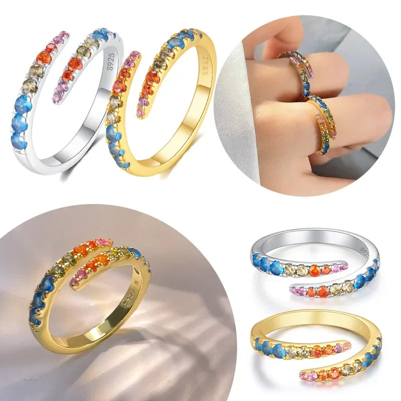 925 Sterling Silver Rings Stackable Colored Shiny Zircon for Women Original Silver 925 Wedding Ring Fine Jewelry Gift