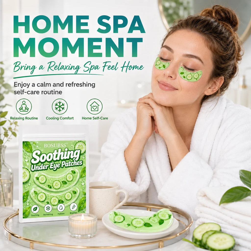 10Pcs Cucumber Gel Under Eye Patches Hydrate Refresh Soothing Eye Mask Pads Daily Face Beauty Skin Care Eye Treatment Patches