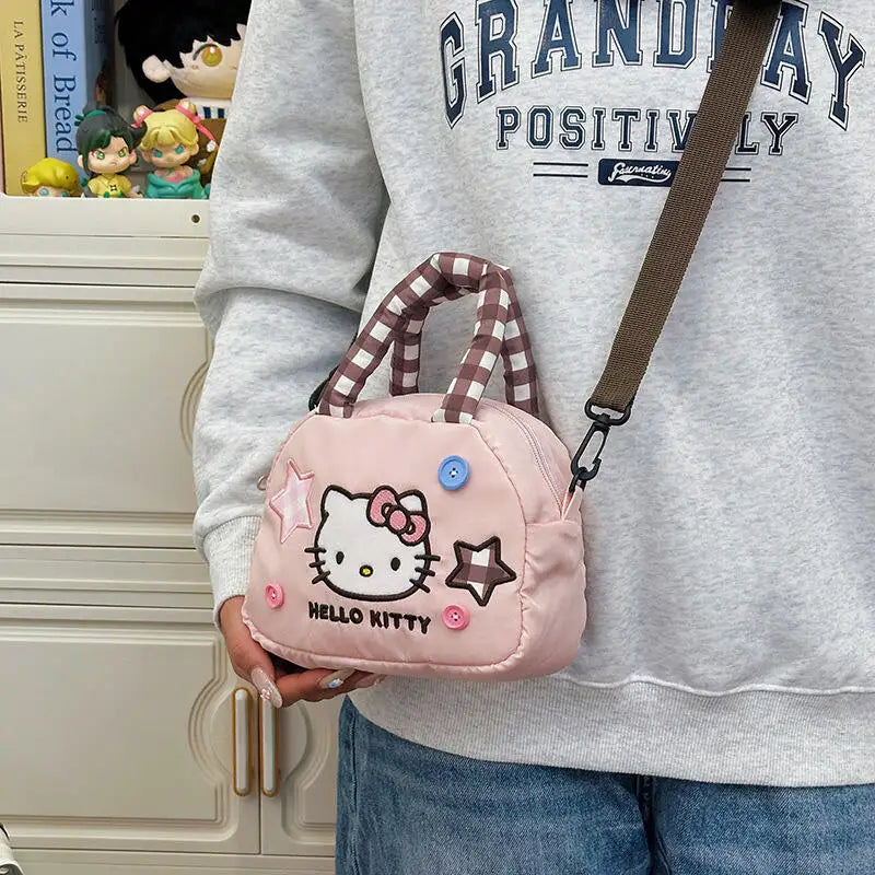 Cute Kitty Crossbody Bag Checkered Commuter Handbag, Creative Cartoon Shoulder Bag, Gift for Girlfriend