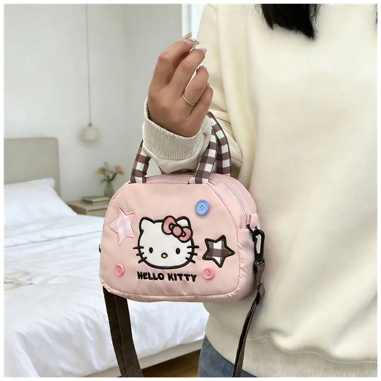 Cute Kitty Crossbody Bag Checkered Commuter Handbag, Creative Cartoon Shoulder Bag, Gift for Girlfriend