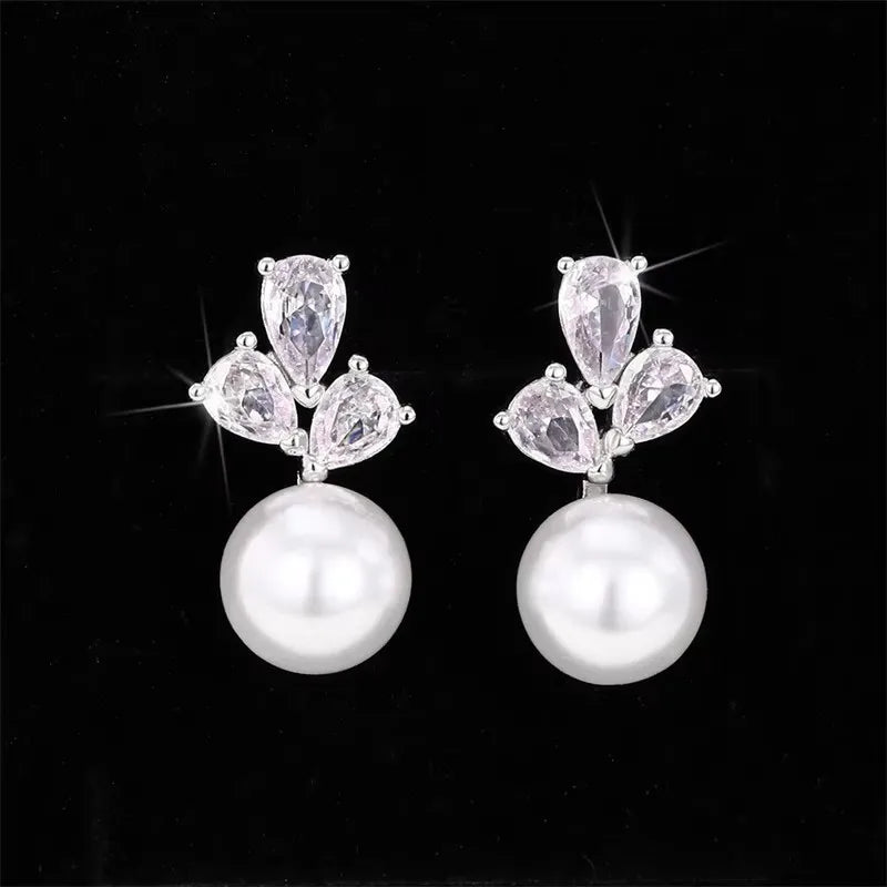 CAOSHI Simple Elegant Hoop Earrings with Simulated Pearl Female Graceful Jewelry for Engagement Daily Party Accessories Gift