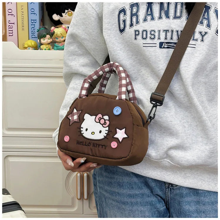 Cute Kitty Crossbody Bag Checkered Commuter Handbag, Creative Cartoon Shoulder Bag, Gift for Girlfriend
