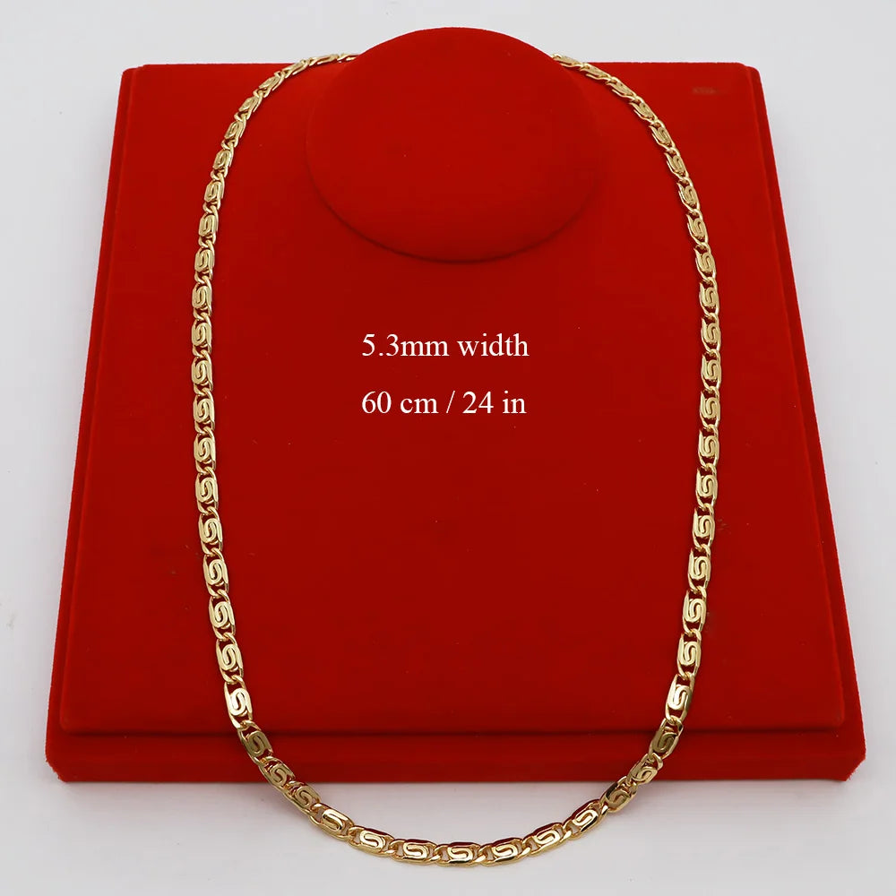 60cm 5.3mm Minimalist Necklace Fashion 18k Gold Plated Jewelry for Men And Women Suitable for Daily Wear
