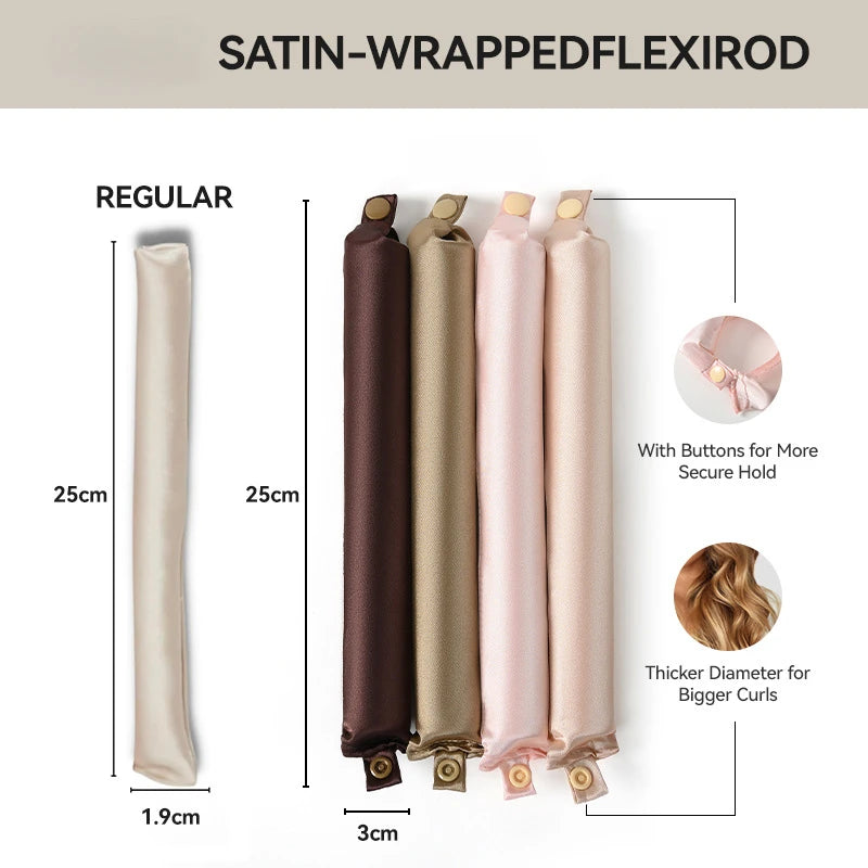Heatless Curling Rod Headband – Satin Flexi Rods for Overnight Curls