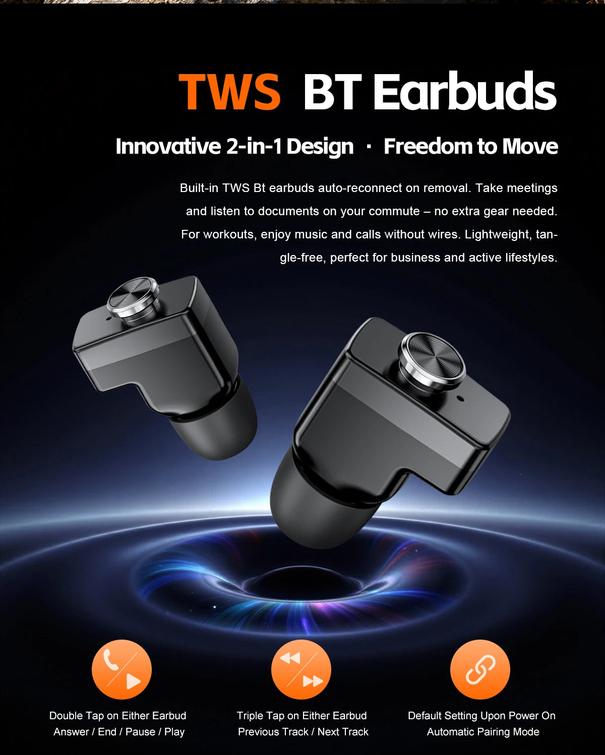 2026 2 In 1 TWS Headset Smart Watch 1.43" Earphones Music Smartwatch Women Men Sport Fitness Heart Rate Health Tracker Watches
