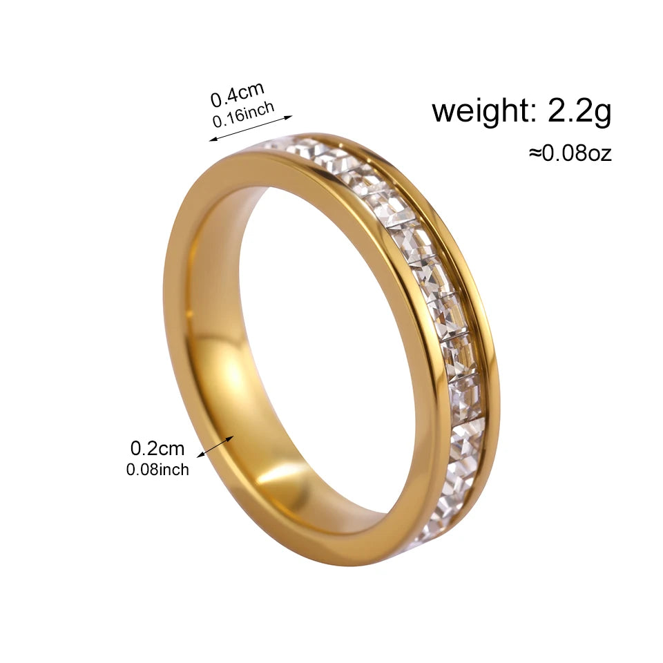 Yupsk New 3pcs/set Dazzling Zircon Stainless Steel Copper Stackable Rings for Women Exquisite Fashion Daily Accessories