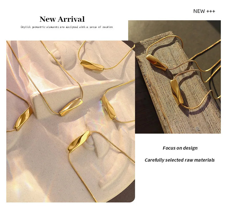 Minimalist Stainless Steel Necklace For Women 18K Gold Plated No Tarnish Waterproof Women's Spiral Pendant Neck Chain Necklaces