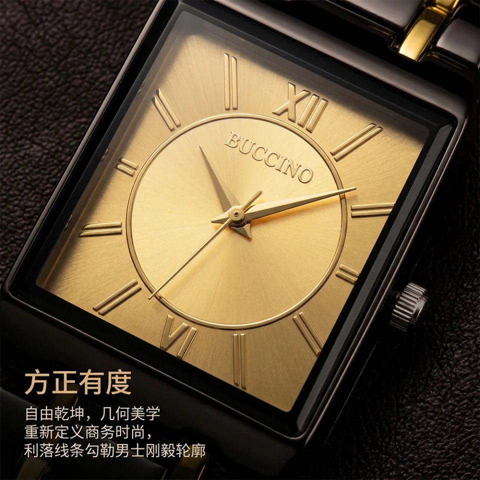 Men's Quartz Wristwatch Steel Band Male Classic Popular Watches Rectangular Minimalist Fashion Casual Business Watch For Daily