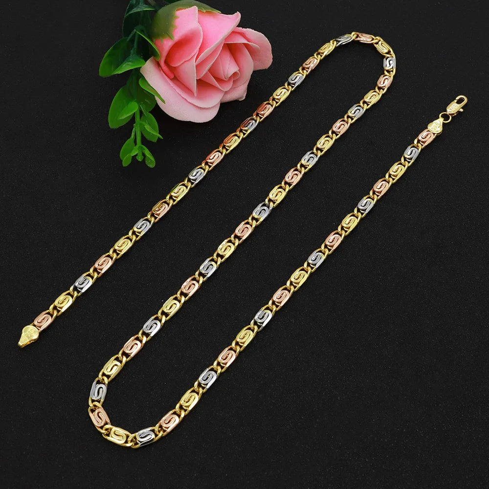 60cm 5.3mm Minimalist Necklace Fashion 18k Gold Plated Jewelry for Men And Women Suitable for Daily Wear