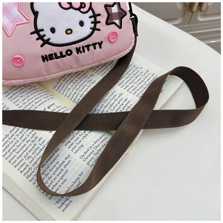 Cute Kitty Crossbody Bag Checkered Commuter Handbag, Creative Cartoon Shoulder Bag, Gift for Girlfriend