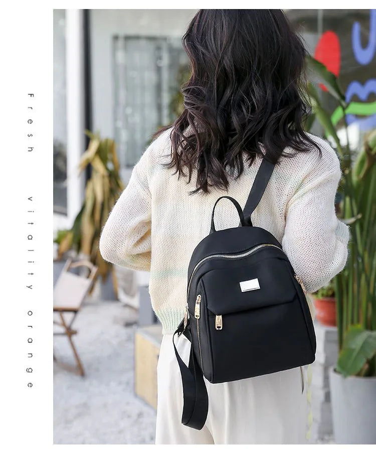 New Design Women's Compact Backpack Crossbody Shoulder Bag Convertible Mini Oxford Fabric Lightweight Casual Outdoor Daypack