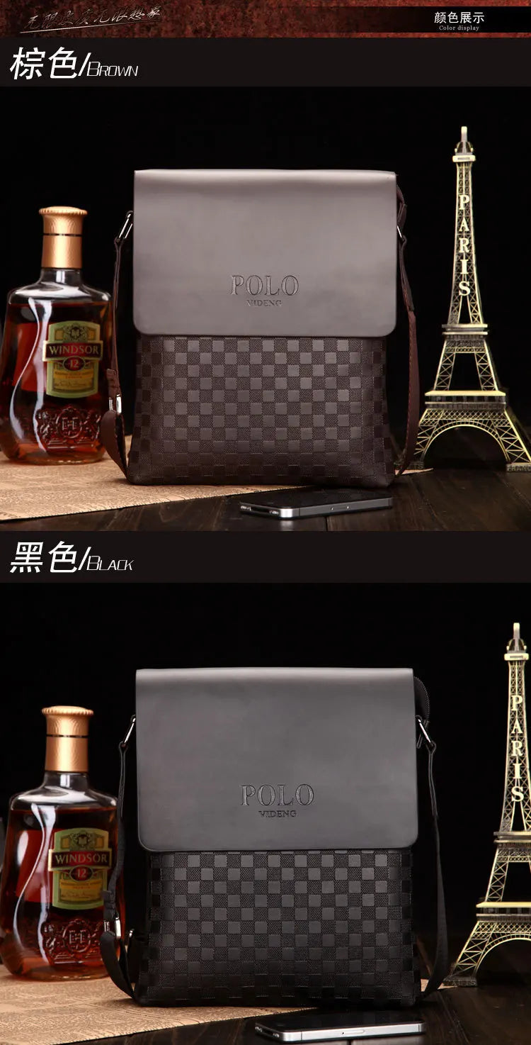 Men's One Shoulder Crossbody Bag Korean Version Trendy Checkerboard Pattern Embossed New Casual Business Bag Bags for Men