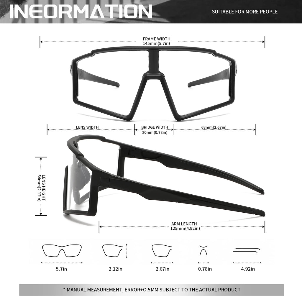 Premium Oversized Photochromic Sports Sunglasses - One-Piece Lens, UV400 Unisex for Cycling, Hiking & Outdoor Adventures
