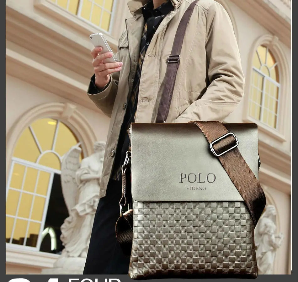 Men's One Shoulder Crossbody Bag Korean Version Trendy Checkerboard Pattern Embossed New Casual Business Bag Bags for Men