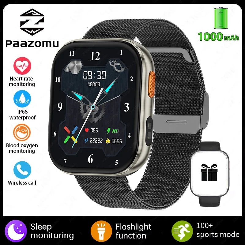 2026 new outdoor sports smartwatch,2.04 high-definition large screen,1000mAh large battery, ultra long battery life,holiday gift
