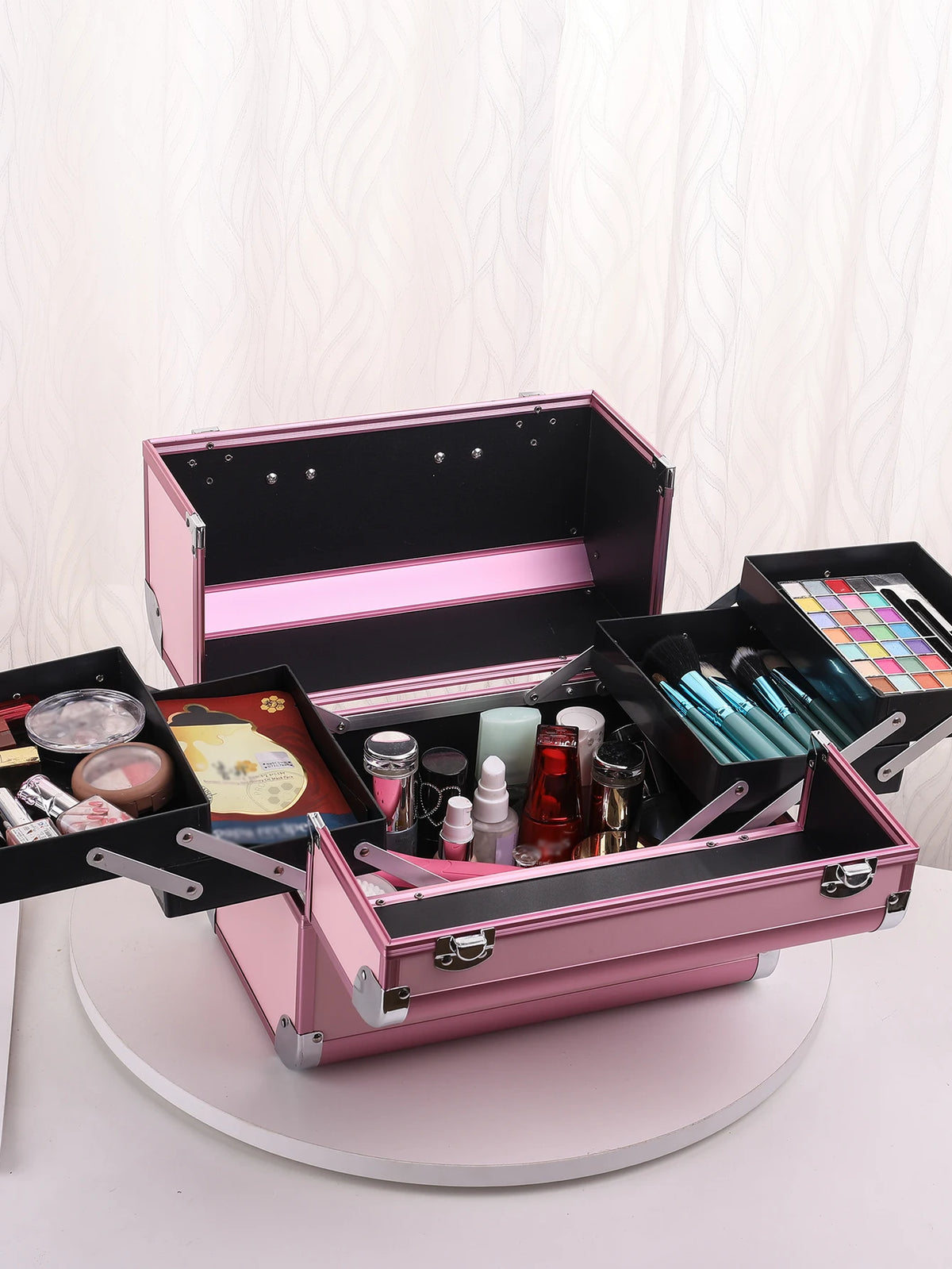 Makeup Case Cosmetic Organizer Case Extra Large 12 Inch 6 Trays Portable Makeup Organizer Case Make Up Carrying Box