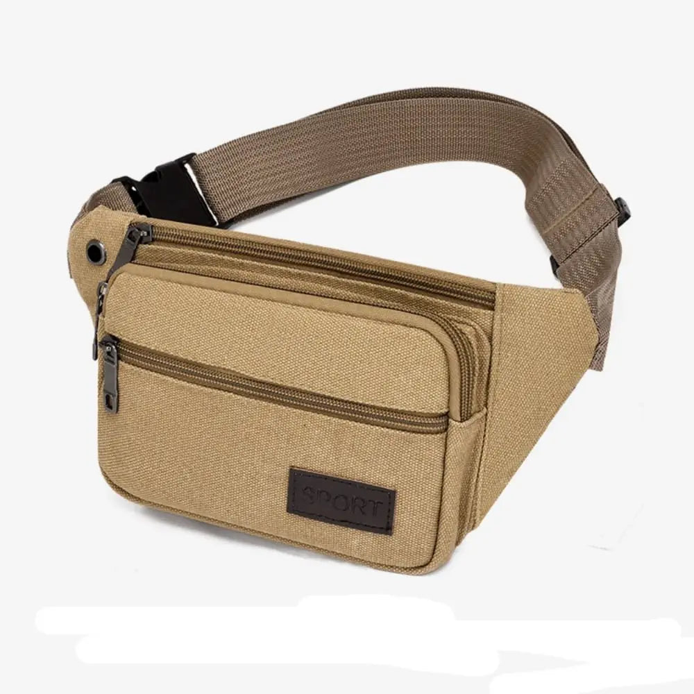 Men's Canvas Crossbody Bags Multifunctional Multi-Pockets Storage Bag Chest Shoulder Bag Large Capacity Waist Bag Chest Pack