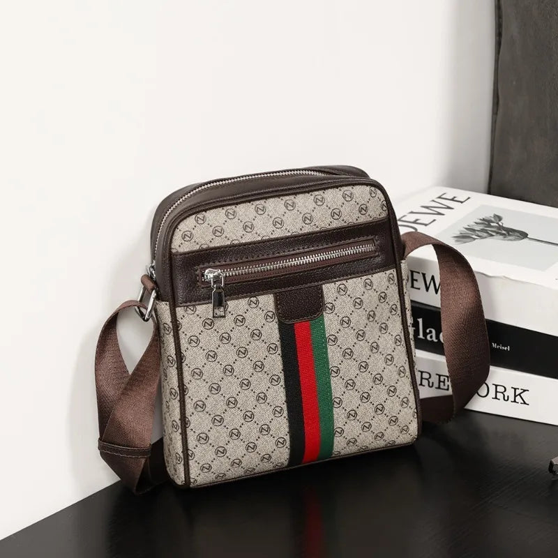 Square Crossbody Bag Men Luxury Design Men's Crossbody Bags Fashion Plaid Letter Printed Shoulder Bag Male Sling Messenger Bag