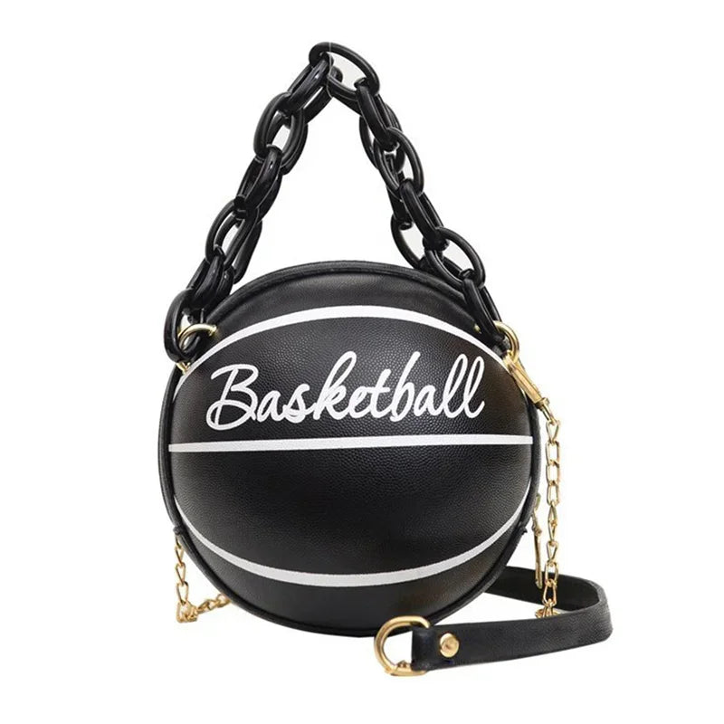 2025 Crossbody Bag New Network Red Personality Fun Pink Ins Versatile Chain Football Basketball Shoulder Bag Small Round Bag