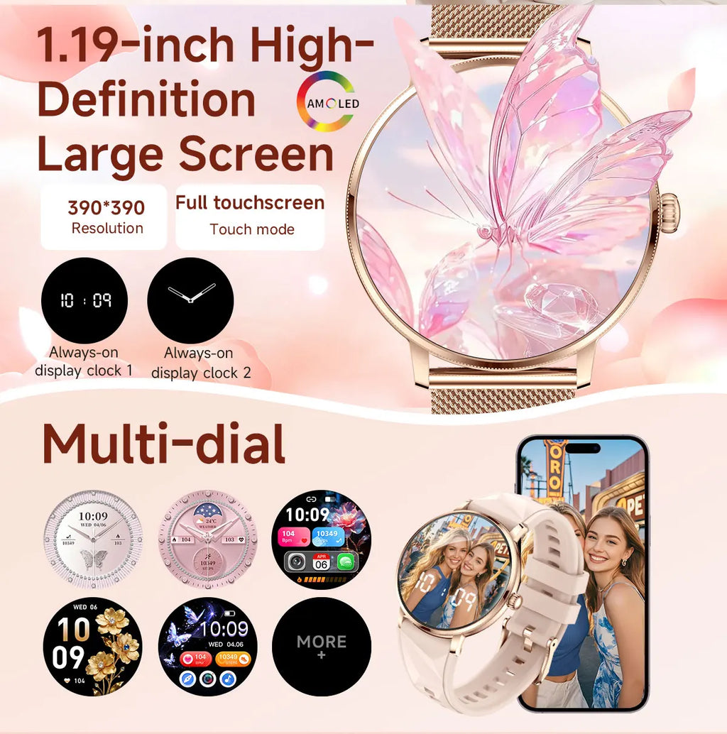 2026 Model of Military-Grade Stylish Smartwatch, 1.19-Inch AMOLED Screen, Heart Rate and Blood Oxygen Monitoring, Bluetooth Call