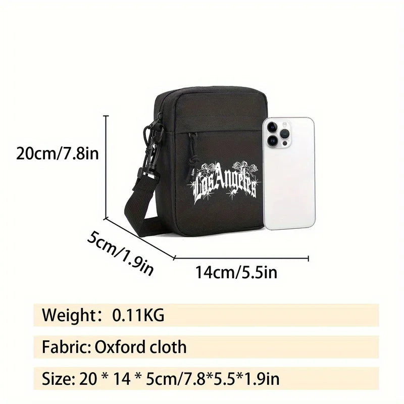 Los Angeles printed crossbody bag: Adjustable shoulder strap, lightweight and foldable, zipper bag, suitable for daily commuting