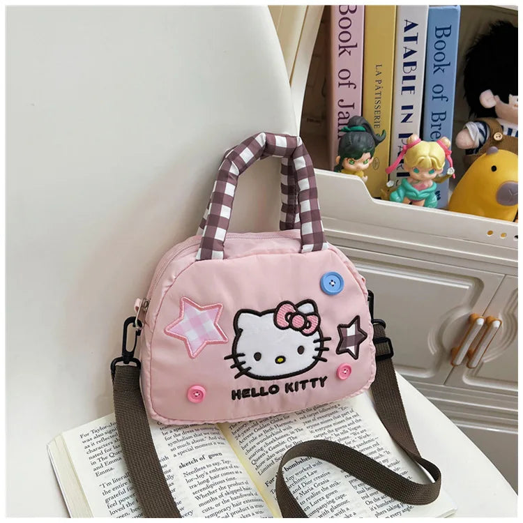 Cute Kitty Crossbody Bag Checkered Commuter Handbag, Creative Cartoon Shoulder Bag, Gift for Girlfriend
