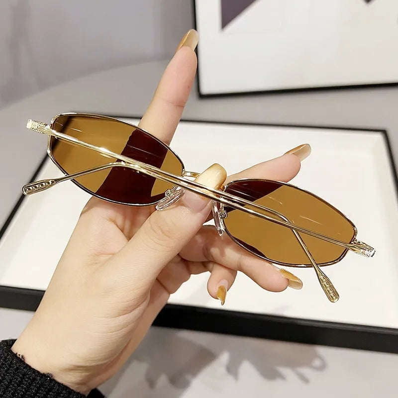 Luxury Brand Sunglasses For Women Men Oval Sun Glasses Brand Designer Retro Shades Metal Frame Eyewear TOP UV400