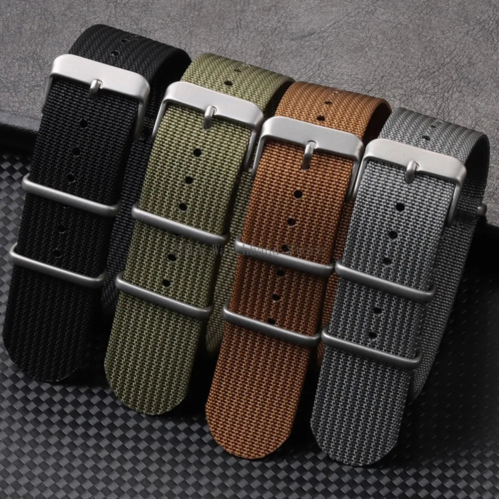 Military Nylon Smartwatch Band 18mm 20mm 22mm Universal Men Women Canvas Strap Fabric Army Replacement Wristbelt Sport Bracelets