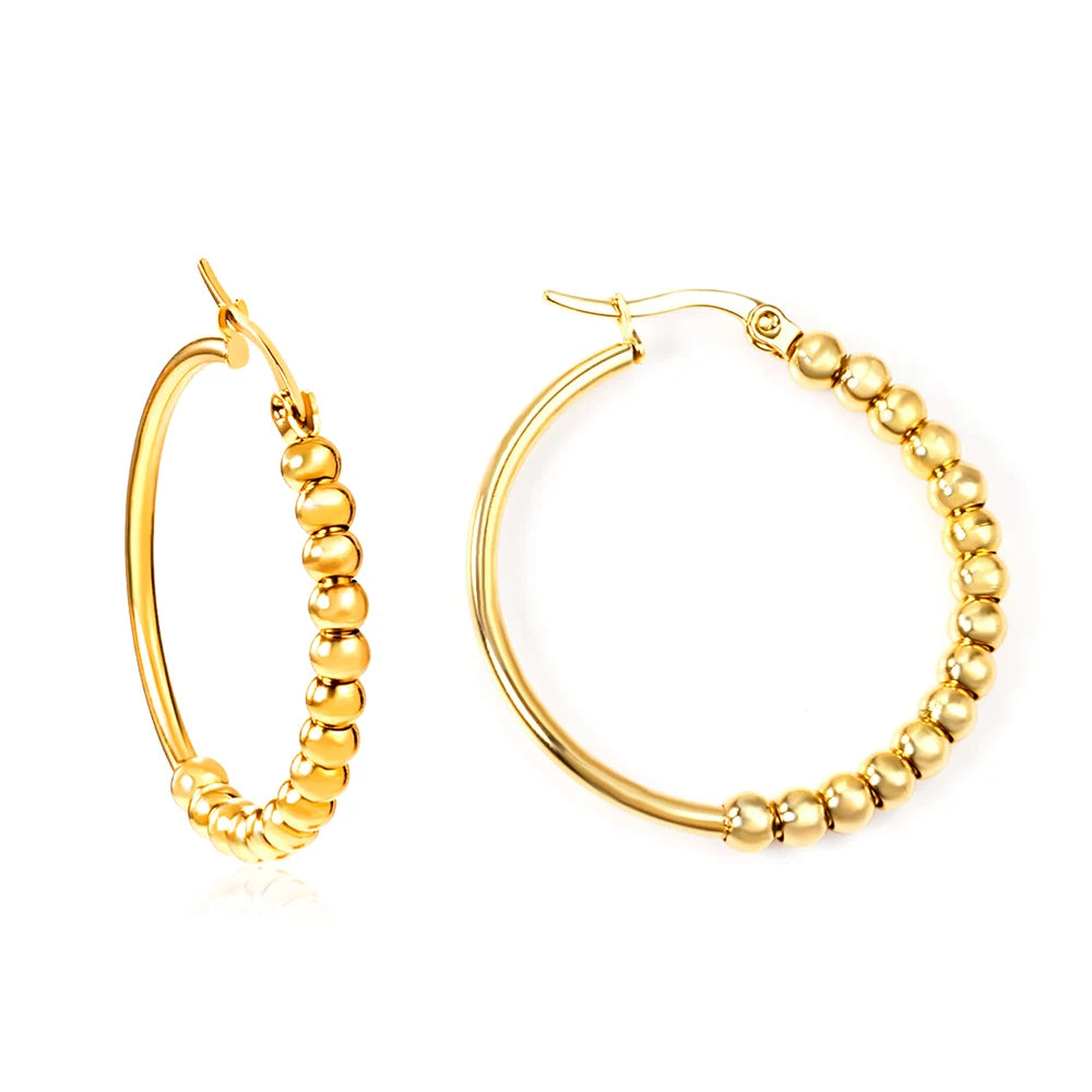 LUXUSTEEL Fashionable Drop Earring for Women Stainless Steel Golden Elegant Hoop Earrings Geometric Jewelry Party Gifts