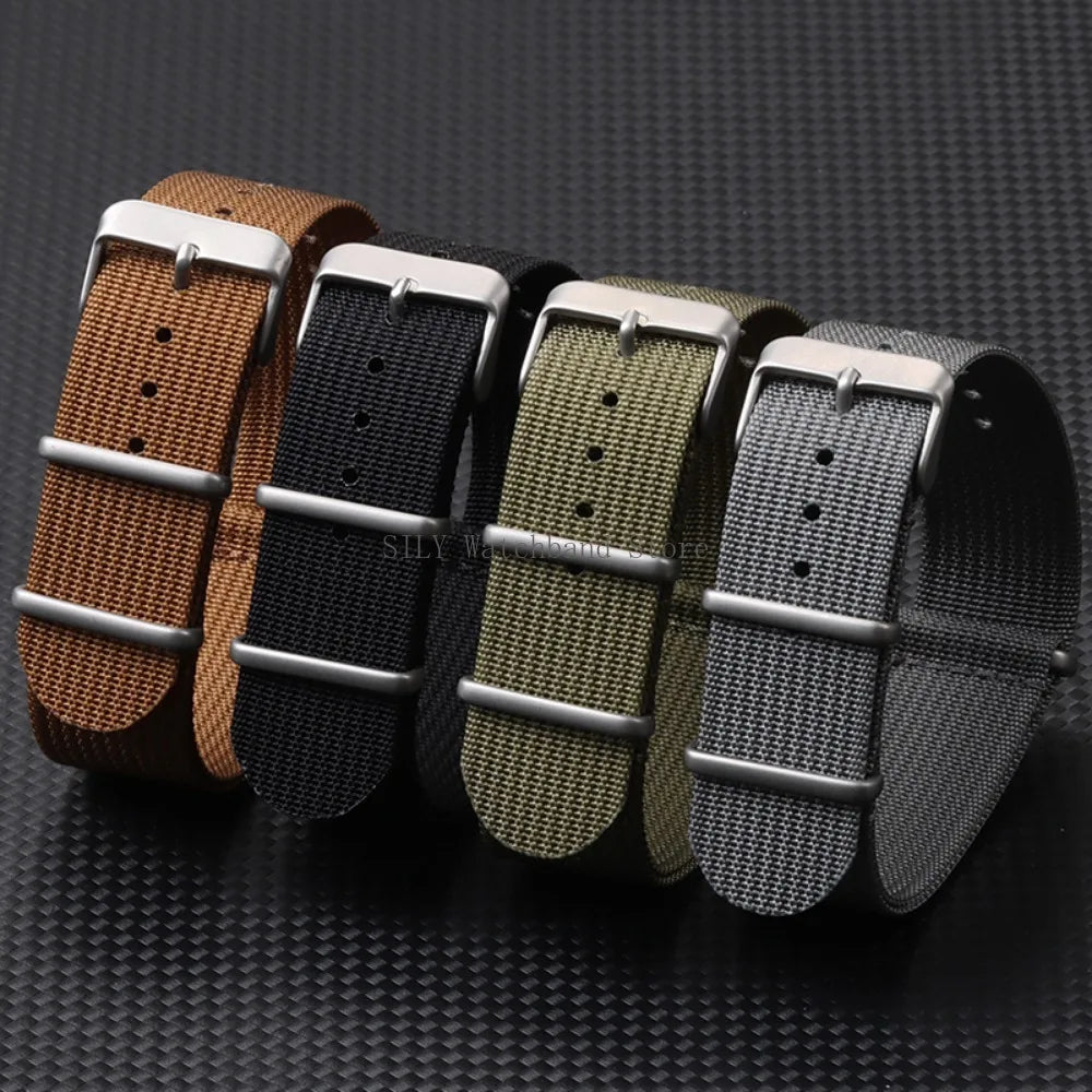 Military Nylon Smartwatch Band 18mm 20mm 22mm Universal Men Women Canvas Strap Fabric Army Replacement Wristbelt Sport Bracelets