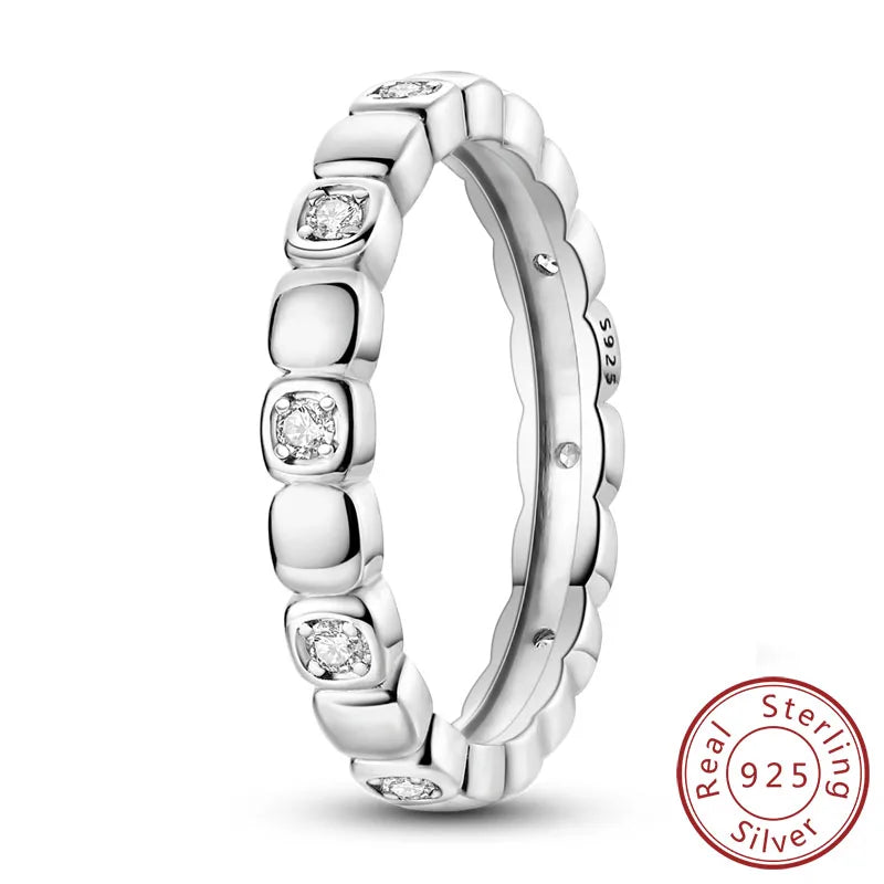 New Original 925 Sterling Silver Rings Stackable Infinite Silver Zircon Ring For Women Wedding Anniversary Birthday Jewelry Gift