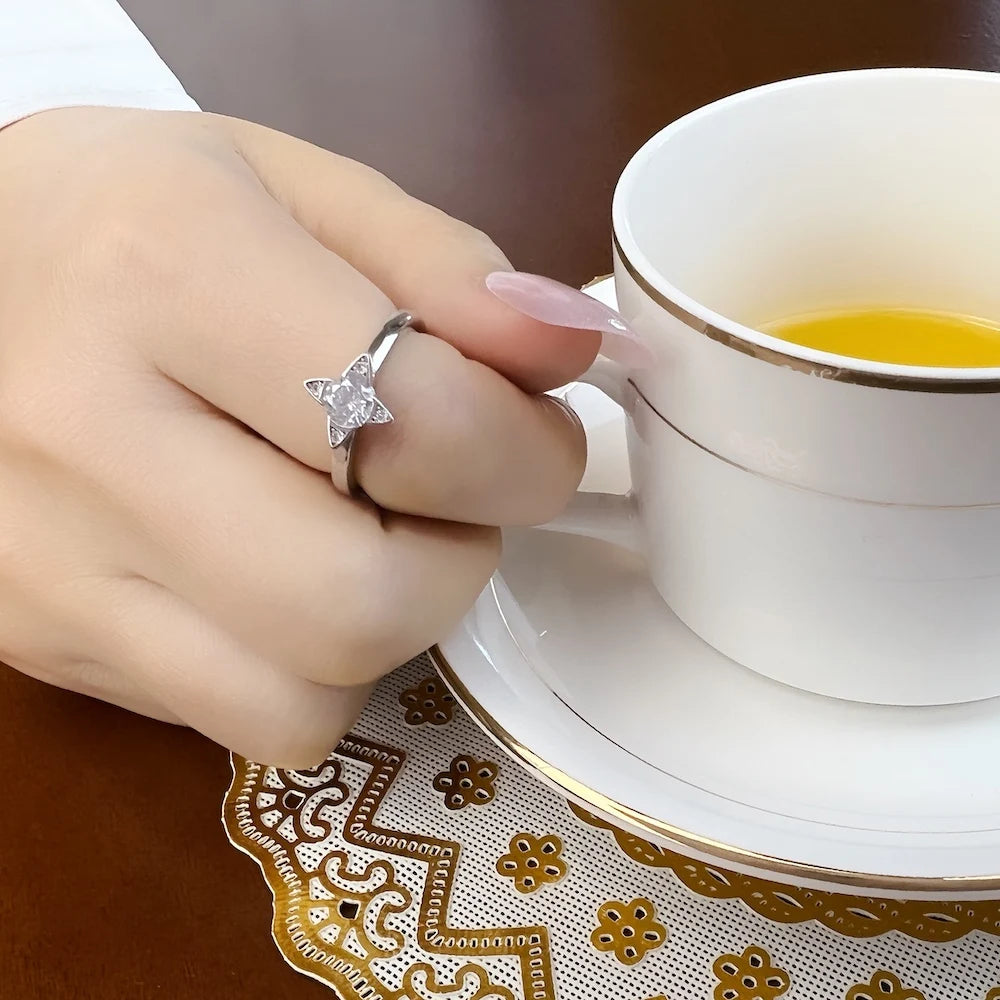 Ring Star Stackable Europe Style Fine Jewerly For Women Brand New Trendy Gift In 925 Sterling Silver