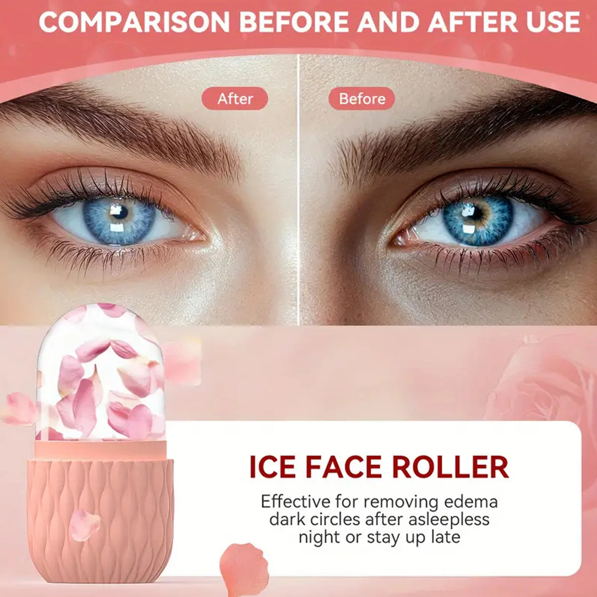 Ice Roller for Face & Eye Beauty Self Skin Care Tools Ice Holder Facial Cube Gua Sha Face Massage Ice Mold for Face Skin Tighten