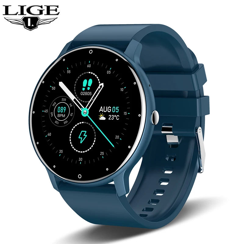 LIGE Smart Watch Women Men Full Touch Screen Bluetooth Call Smartwatch Waterproof Sports Fitness Tracker Watches for Android iOS