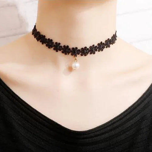 Minimalist Lace Necklace Cute Chic Boho Unique for Women, Vintage Boho Statement Necklace, Gift Wedding Party Casual Chic