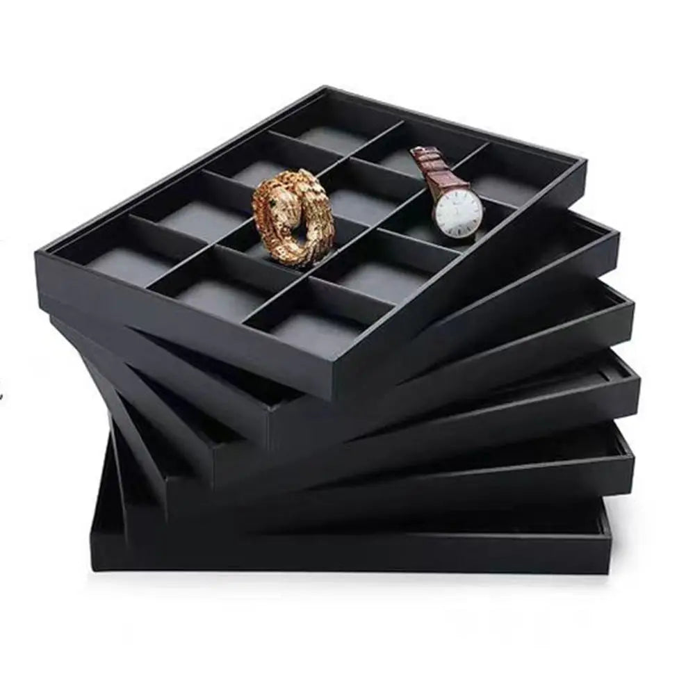 Stackable Jewelry Display Tray Multi Compartments Flat Bottom Bracelets Storage Organizer Wear-resistant Waterproof