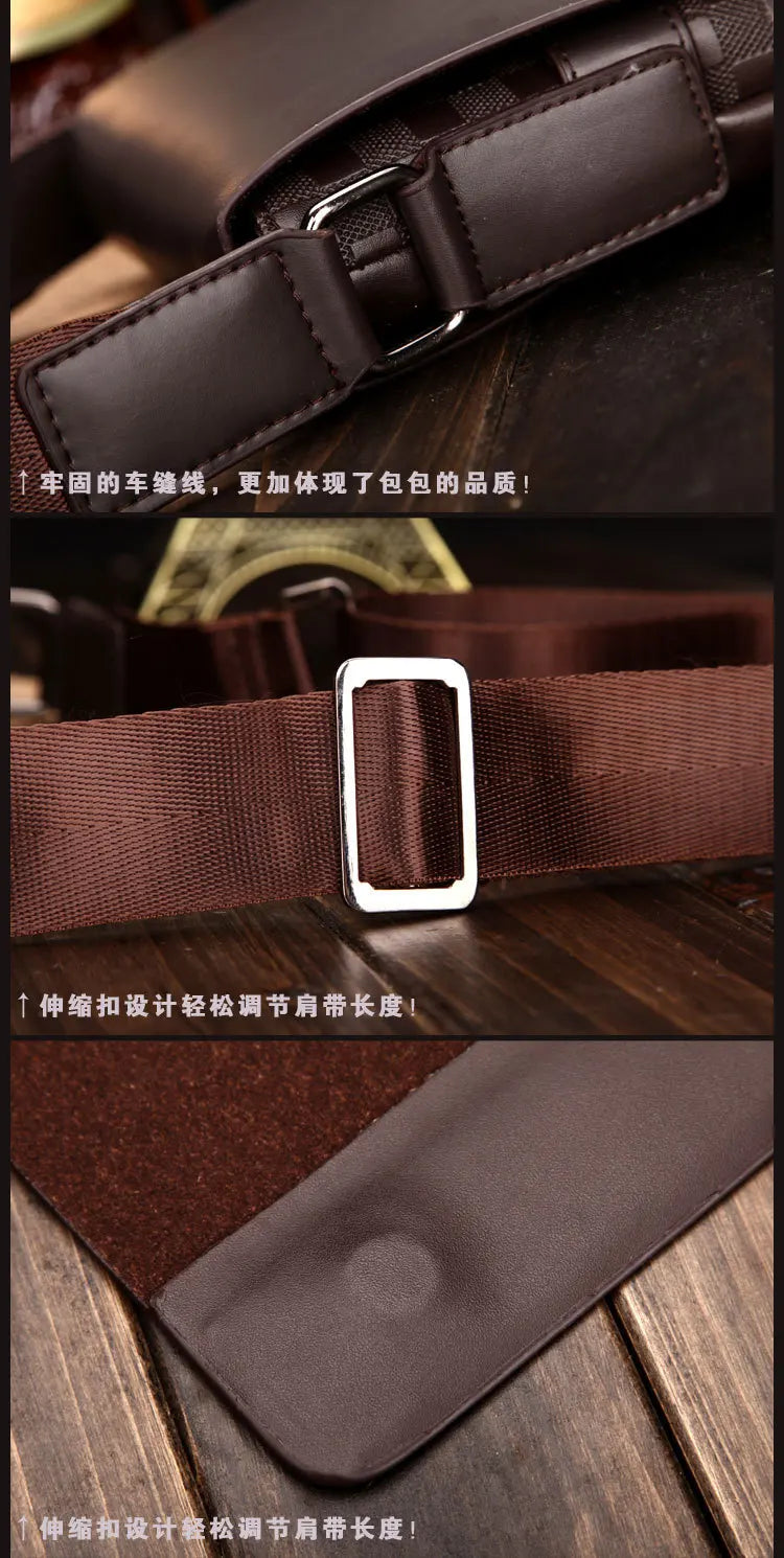 Men's One Shoulder Crossbody Bag Korean Version Trendy Checkerboard Pattern Embossed New Casual Business Bag Bags for Men
