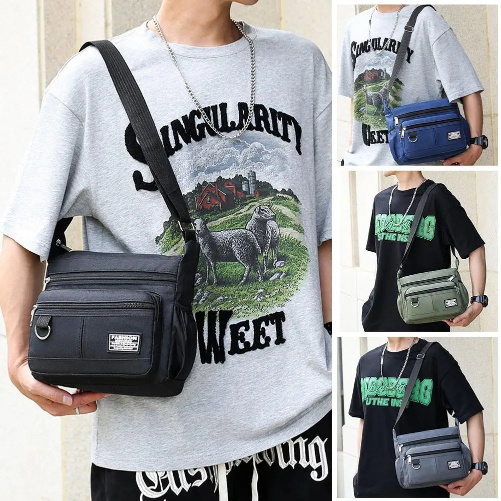 Mens Crossbody Bag Single Shoulder Bags Big Capacity Multi-Pockets Storage Bag Fashion Handbag Business Crossbody Bags