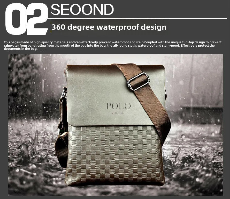 Men's One Shoulder Crossbody Bag Korean Version Trendy Checkerboard Pattern Embossed New Casual Business Bag Bags for Men