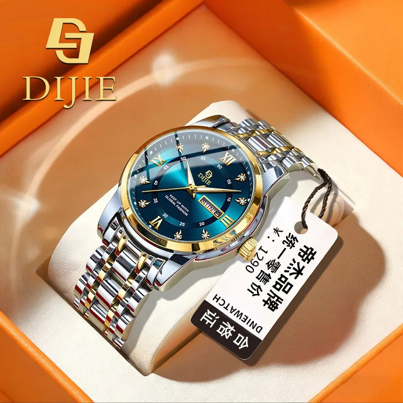 Trendy steel-band men's watch, exuding elegance, a popular casual and minimalist design, high-quality, versatile for business an