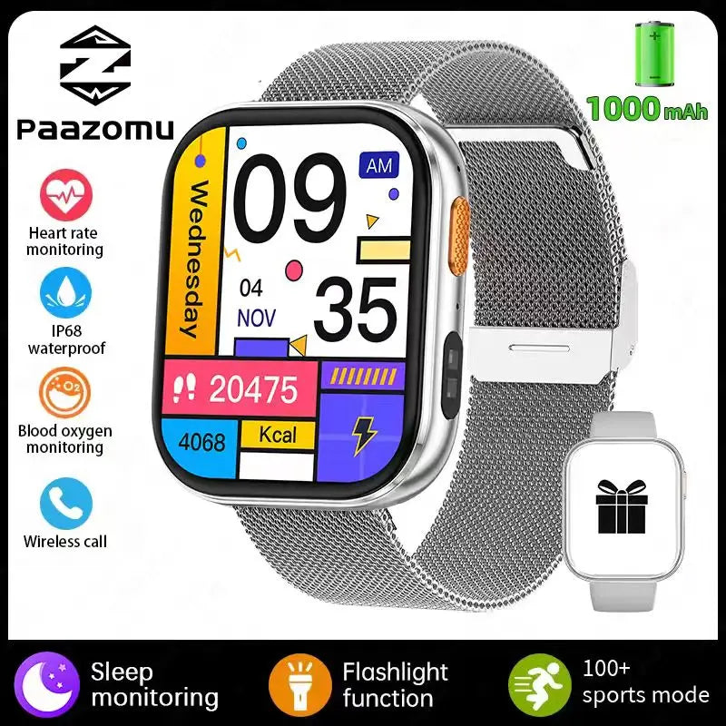 2026 new outdoor sports smartwatch,2.04 high-definition large screen,1000mAh large battery, ultra long battery life,holiday gift