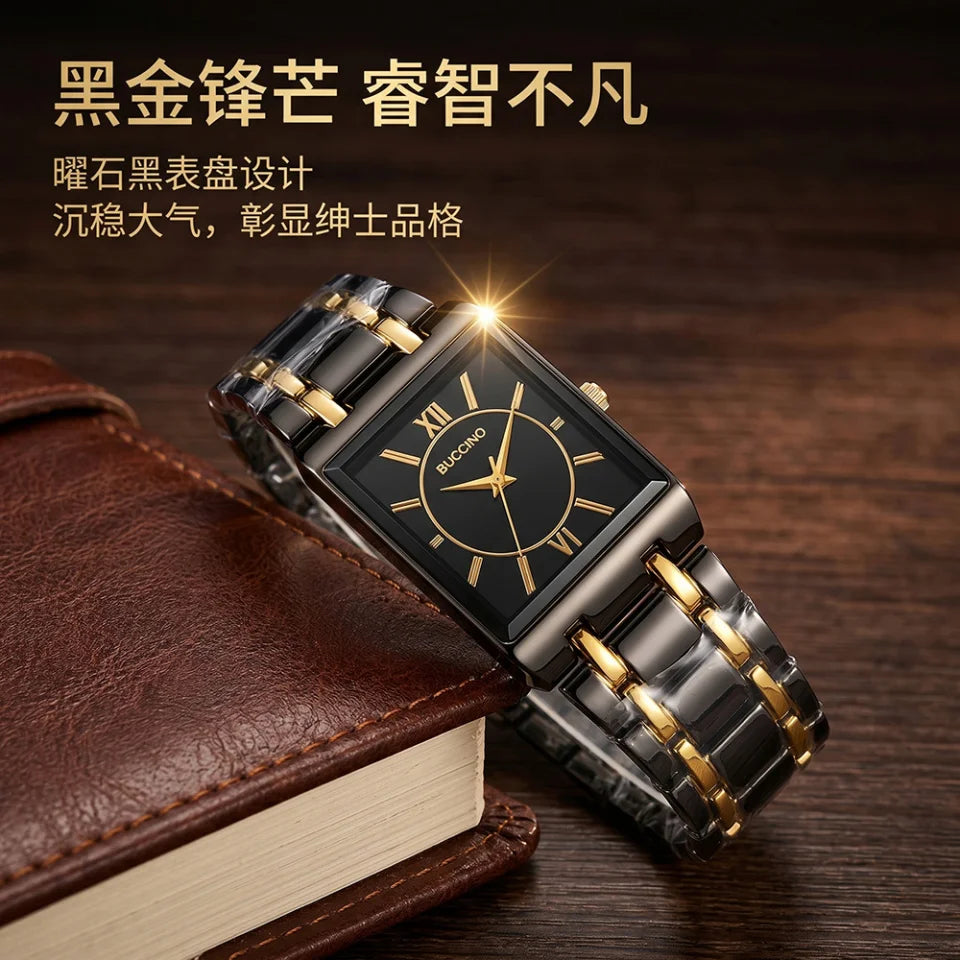 Men's Quartz Wristwatch Steel Band Male Classic Popular Watches Rectangular Minimalist Fashion Casual Business Watch For Daily