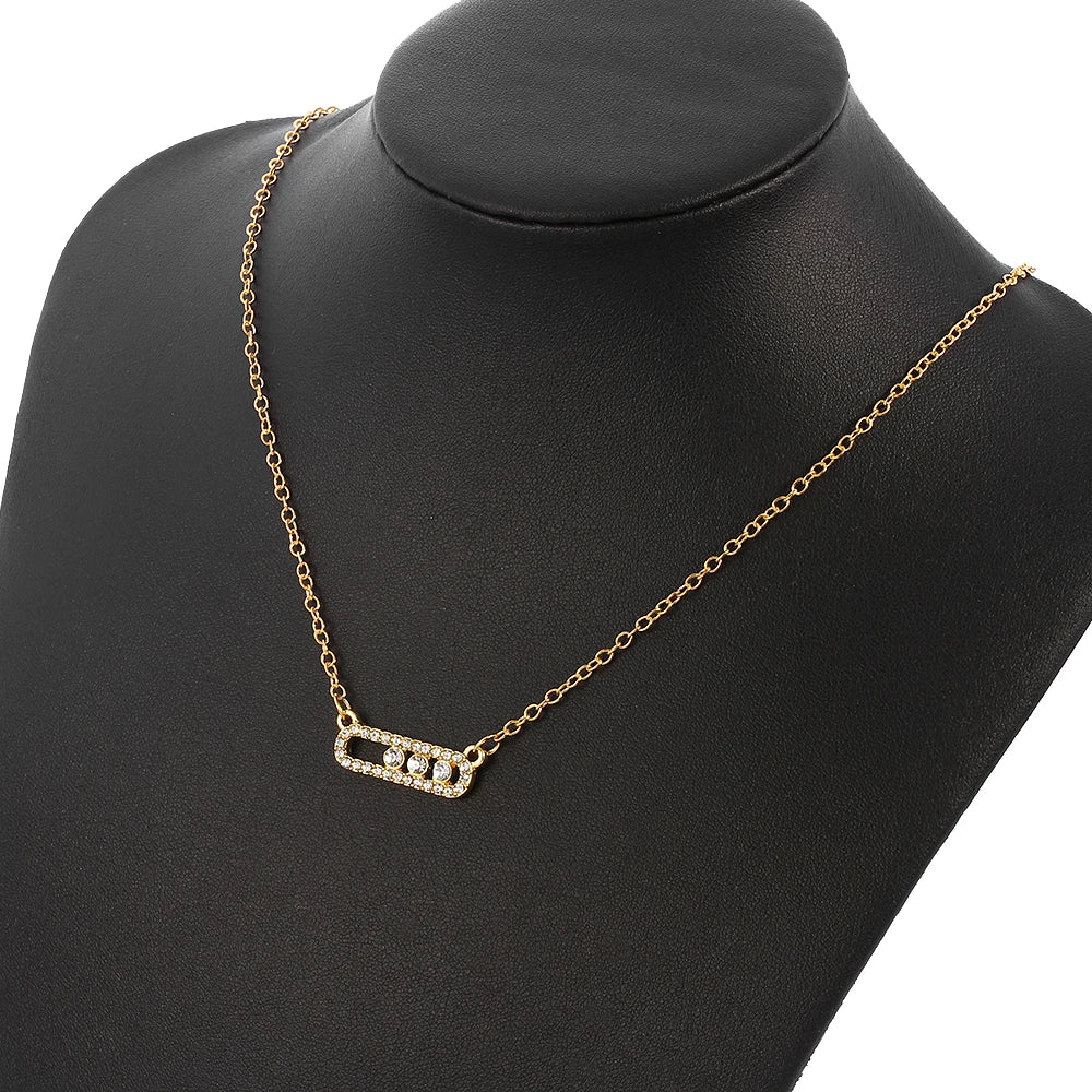 Minimalist Geometry Rhinestone Pendant Fashion Creative Necklace for Women And Girls Commute Jewelry Accessory