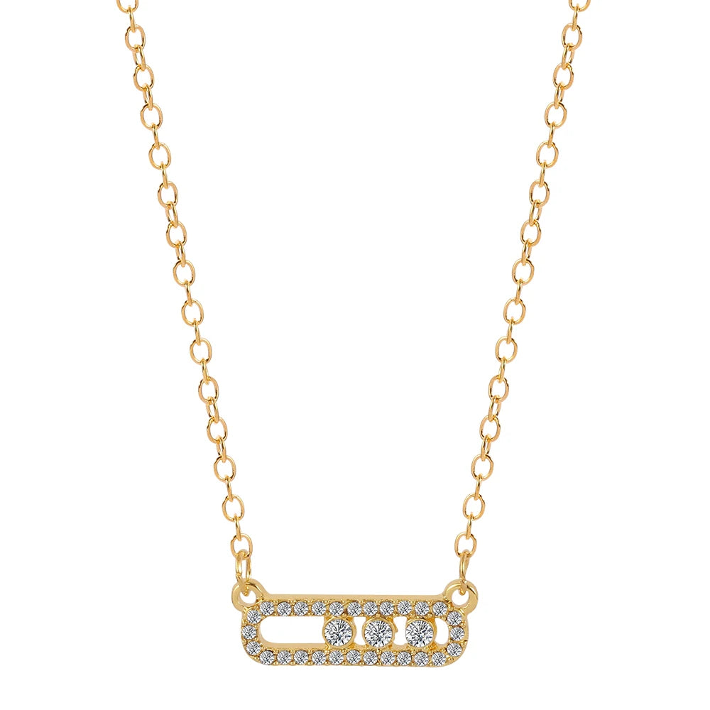 Minimalist Geometry Rhinestone Pendant Fashion Creative Necklace for Women And Girls Commute Jewelry Accessory