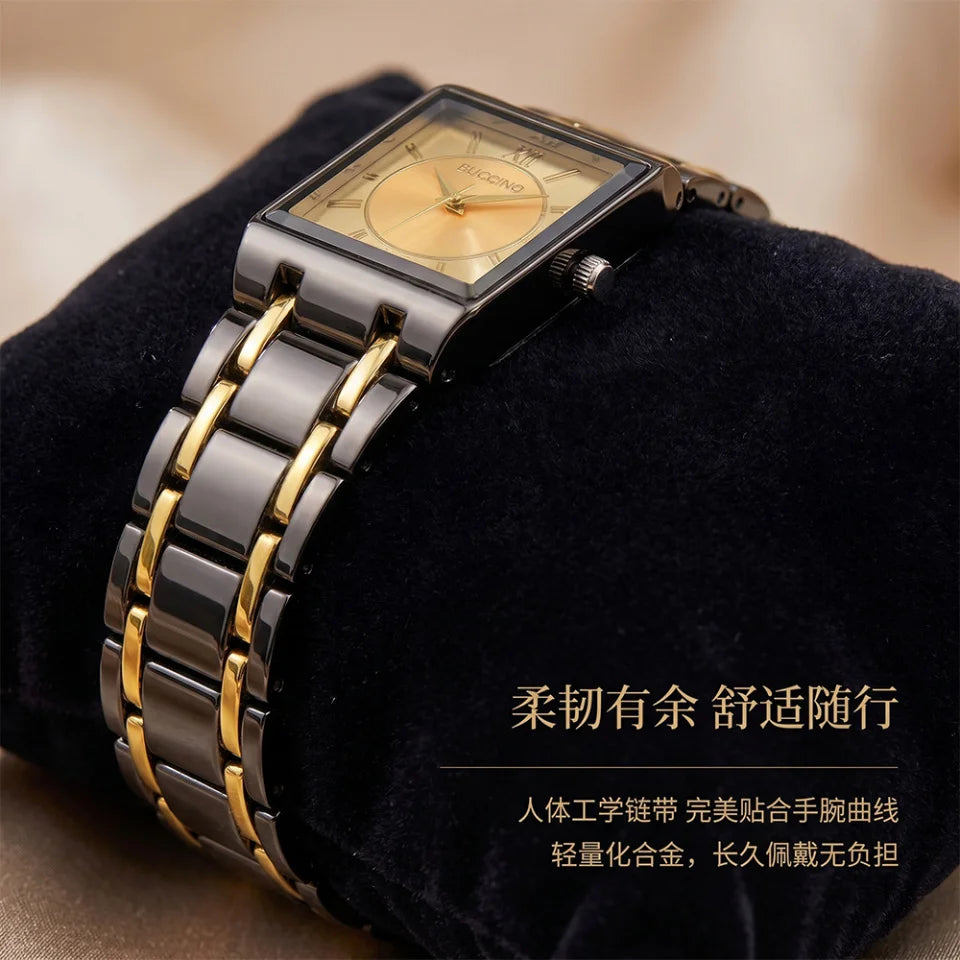 Men's Quartz Wristwatch Steel Band Male Classic Popular Watches Rectangular Minimalist Fashion Casual Business Watch For Daily