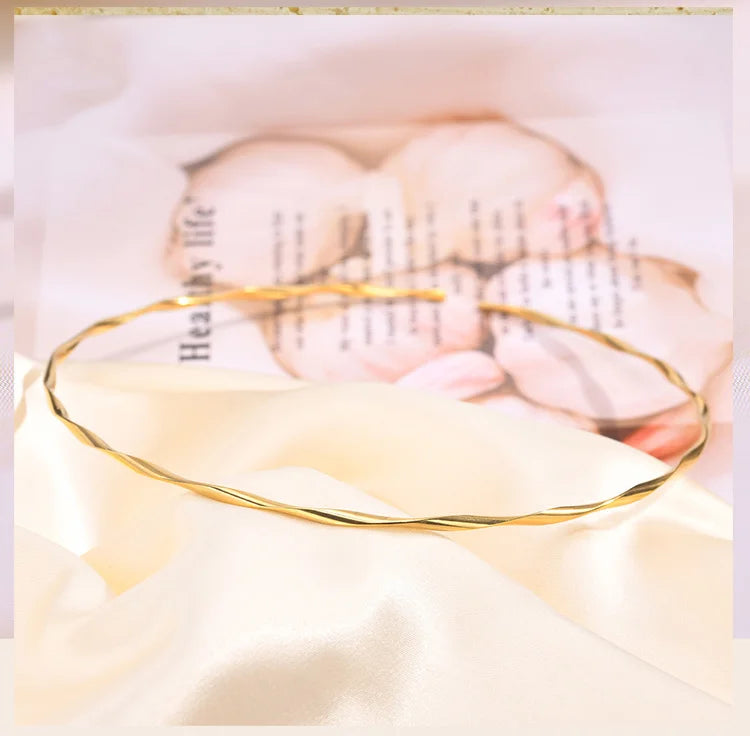 Minimalist Torques Necklace for Women,Reszie Twist Cuffs Neck Jewelry, Stainless Steel Gold Plated Choker Female Anti-allergic